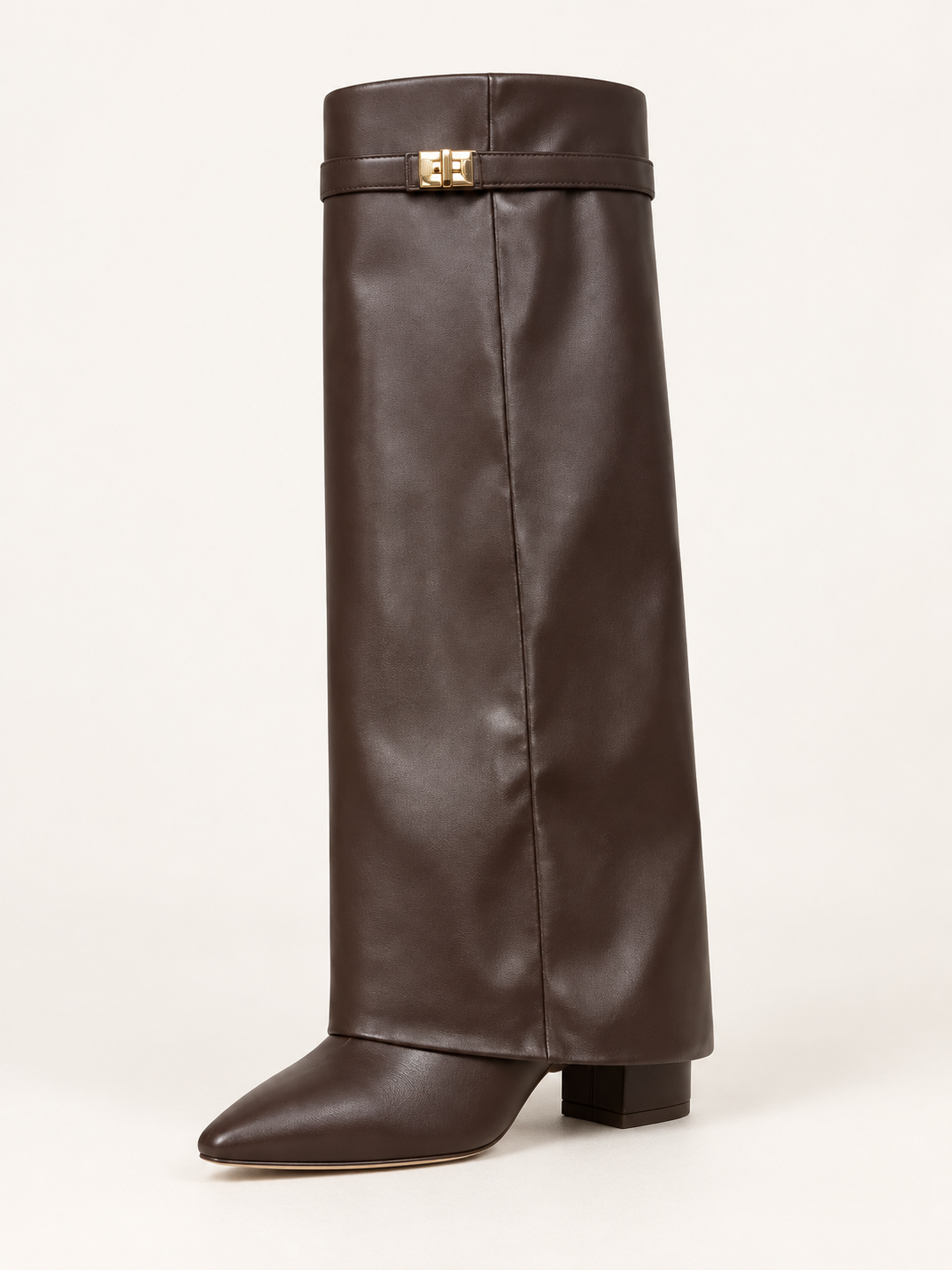 Rovelle buckle boots — brown pu 01 three quarter