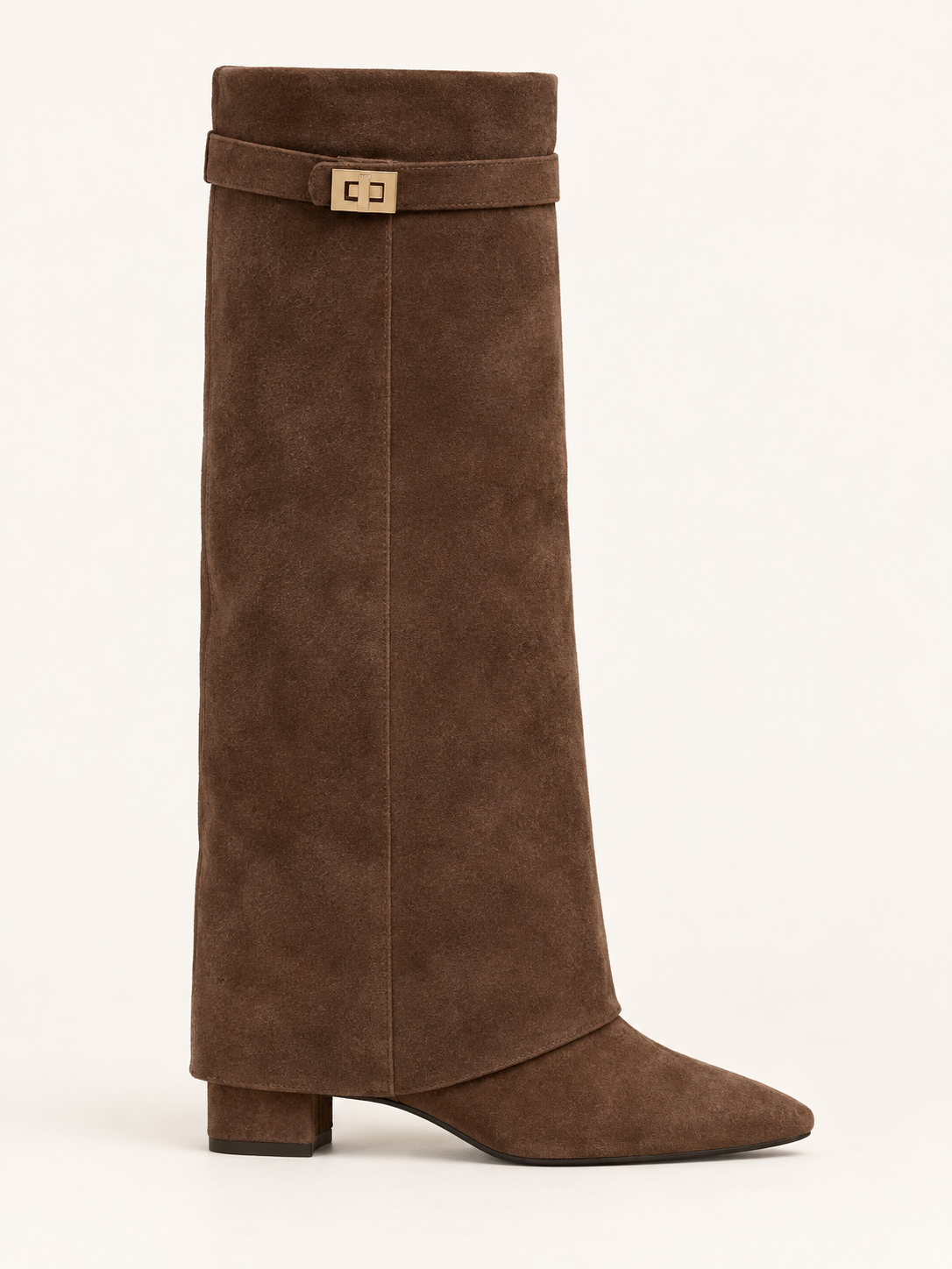 Rovelle buckle boots — brown suede 02 side