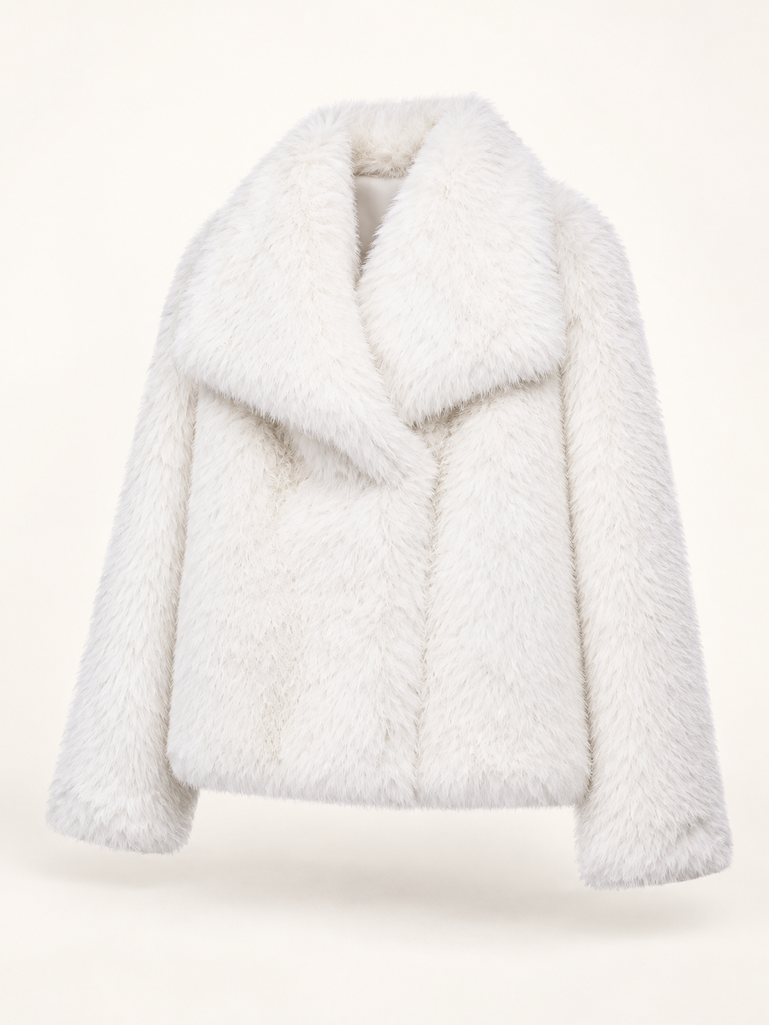 Rovelle Plush Faux Fur Coat — White — angle