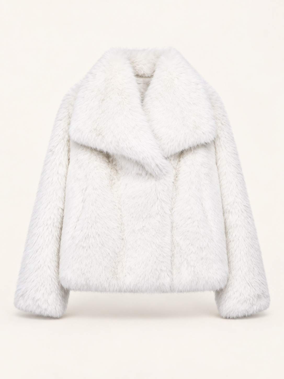 Rovelle Plush Faux Fur Coat — White — front