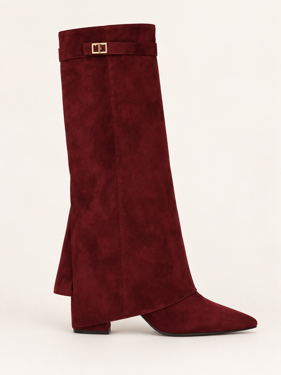 Rovelle buckle boots — red suede 02 side