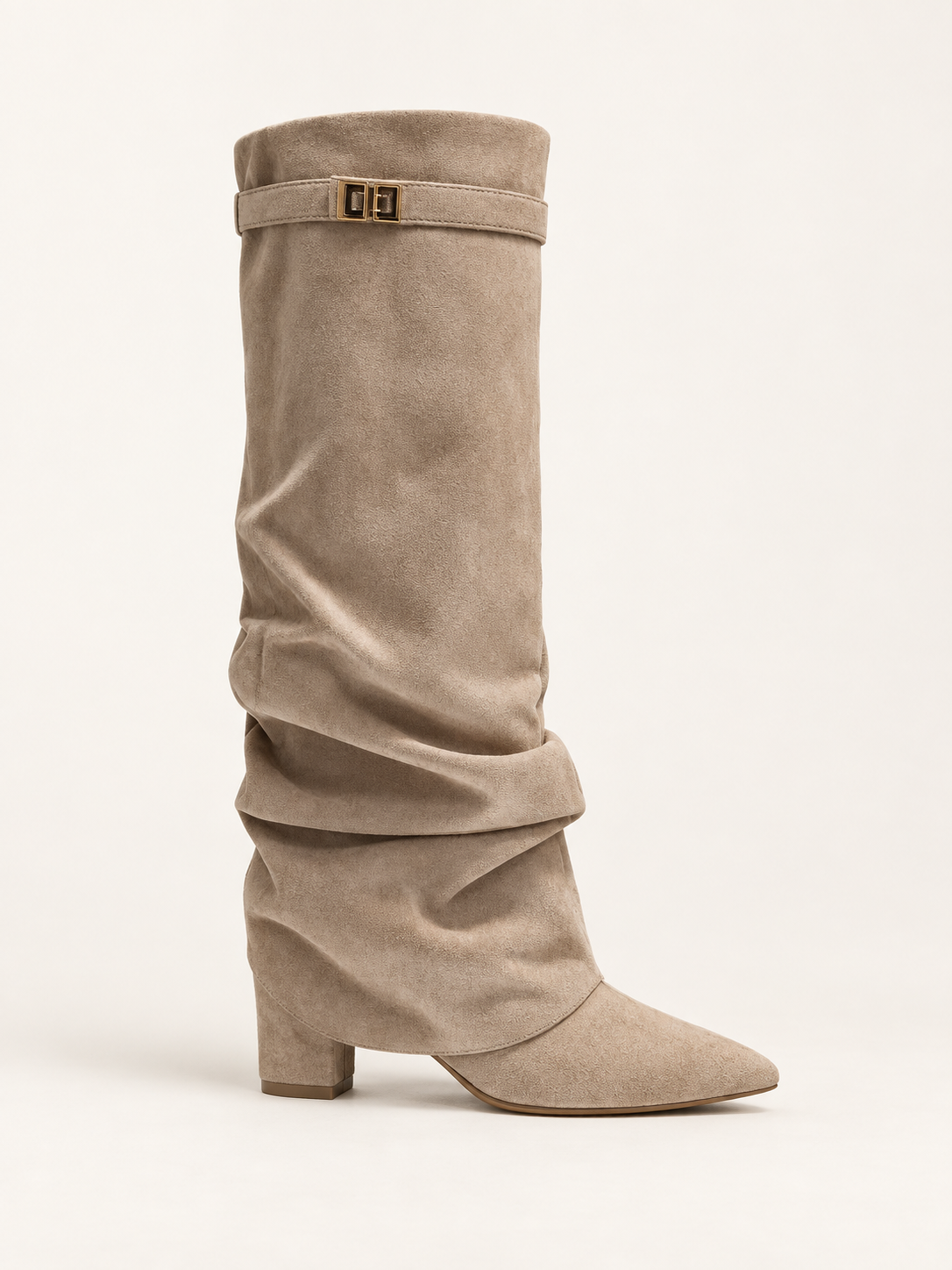Rovelle buckle boots — apricot folds 02 side