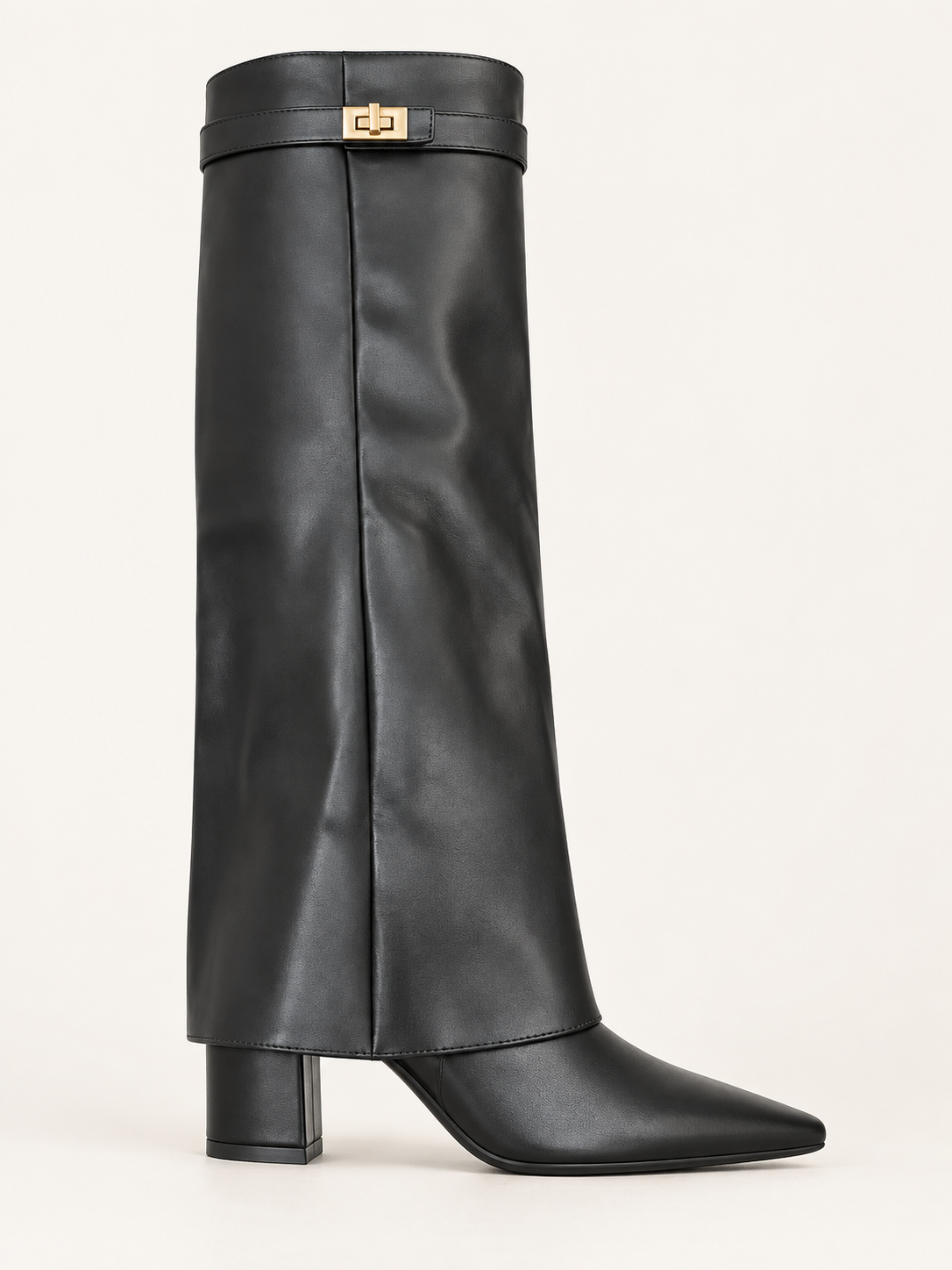 Rovelle buckle boots — black pu 02 side