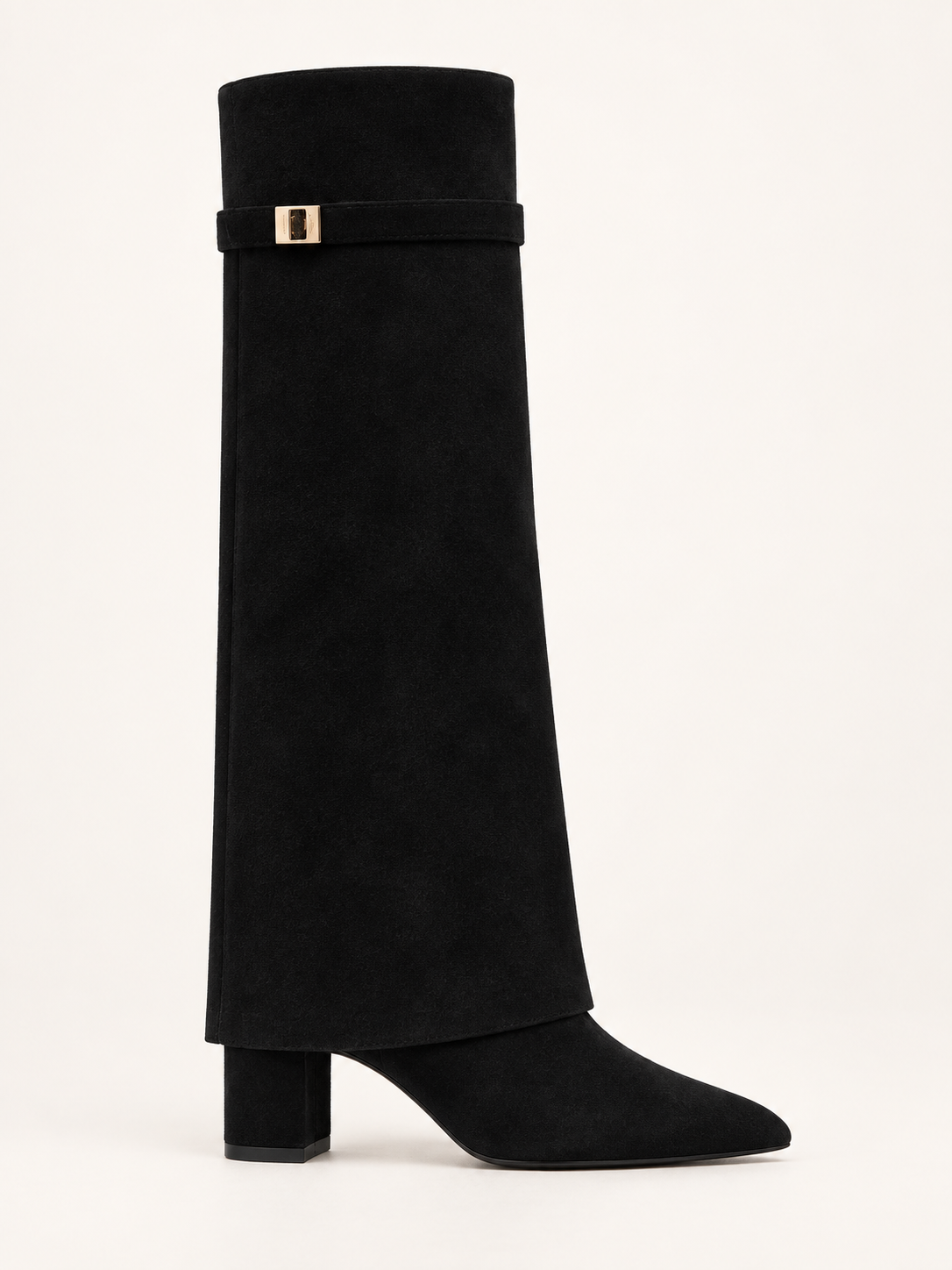 Rovelle buckle boots — black suede 02 side