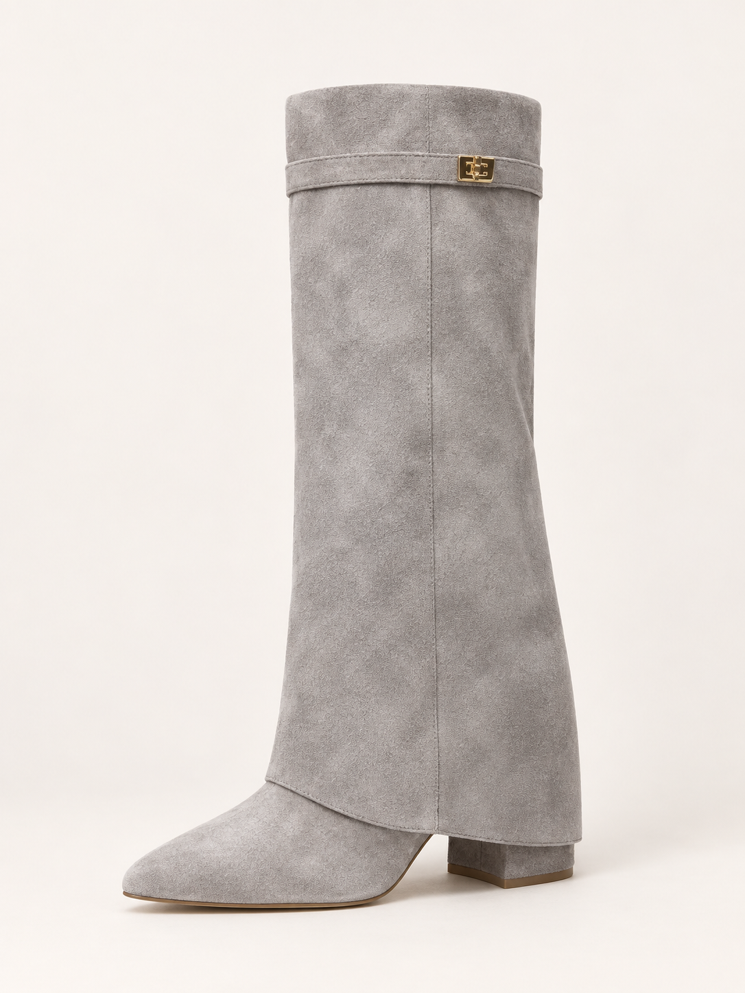 Rovelle buckle boots — grey suede 01 three quarter