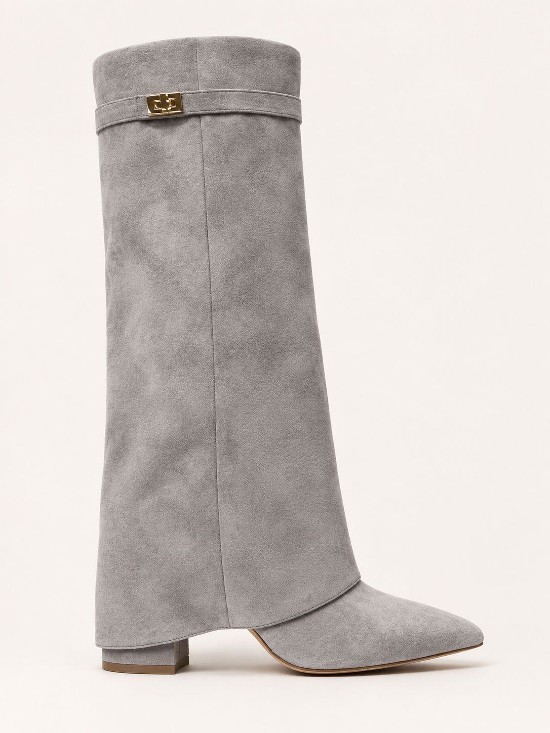 Rovelle buckle boots — grey suede 02 side
