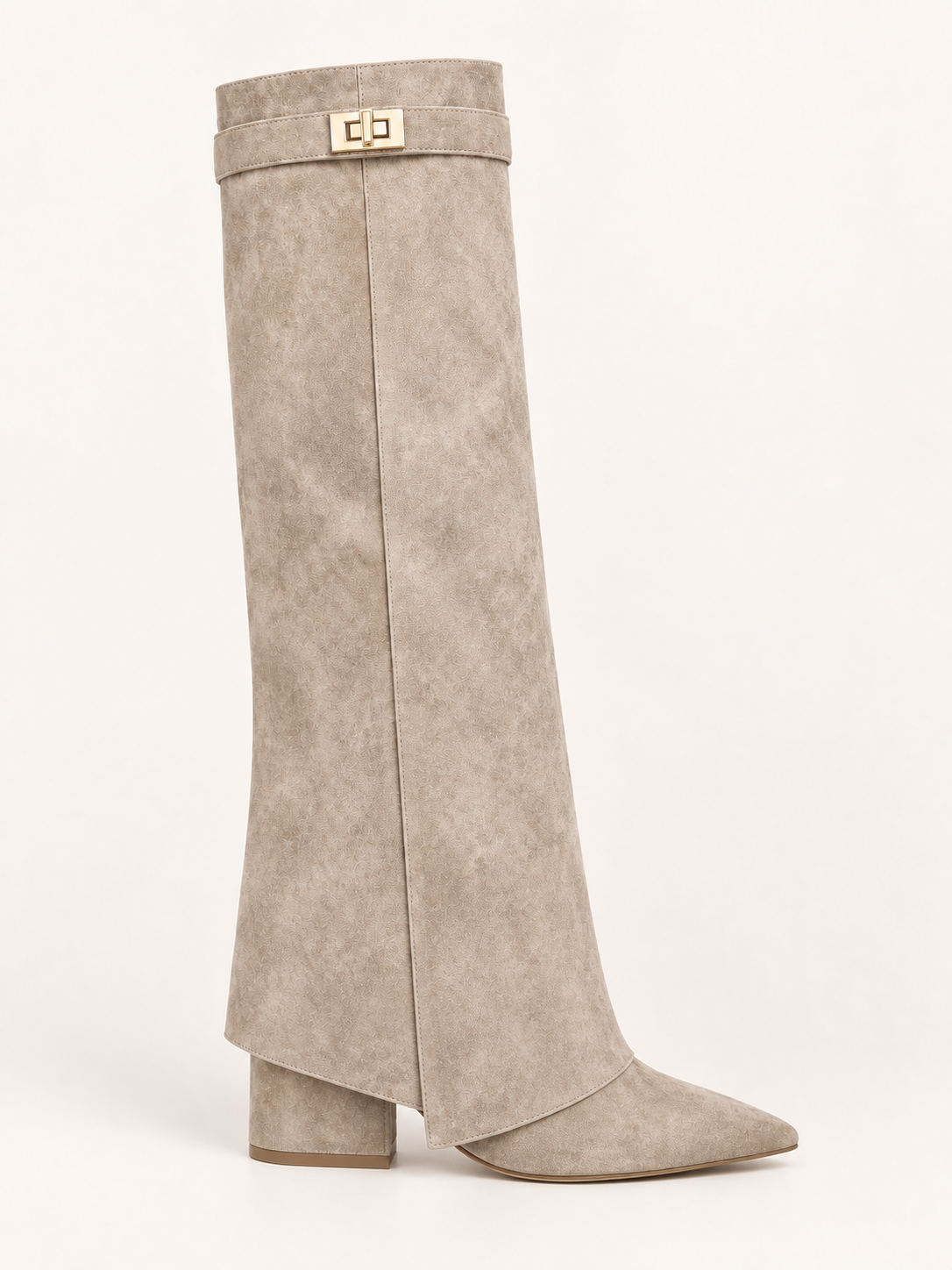 Rovelle buckle boots — khaki suede 02 side