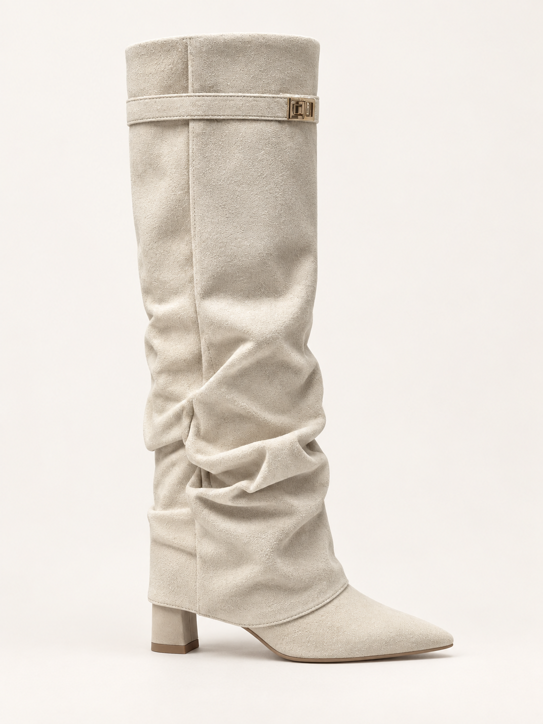 Rovelle buckle boots — white folds 02 side